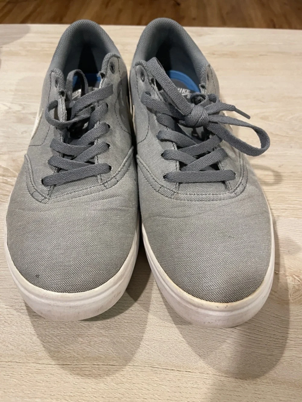 Nike Gray Canvas Low-Top Sneakers with White Swoosh